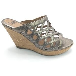 Sofft‎ Sandals Womens Shoes Wedge Slide Gold Criss Cross Dressy 9.5